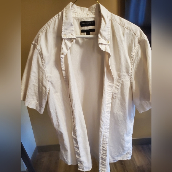 BR cream/tan short sleeve button up casual shirt - Picture 5 of 5